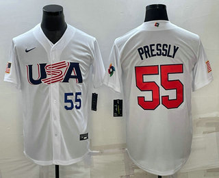 Men's USA Baseball #55 Ryan Pressly Number 2023 White World Baseball Classic Stitched Jersey,We sell and wholesale Men's USA Baseball #55 Ryan Pressly Number 2023 White World Baseball Classic Stitched Jersey on line form chian!